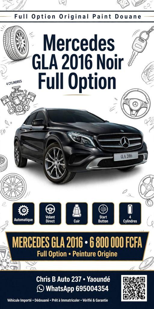 MERCEDES GLA 2016 – NOIR – FULL OPTION*