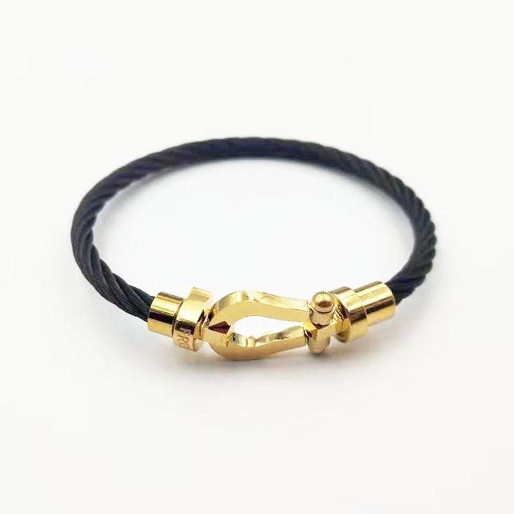 Bracelet Câble "Nautik" – Finition Or & Noir, Argent, Noir